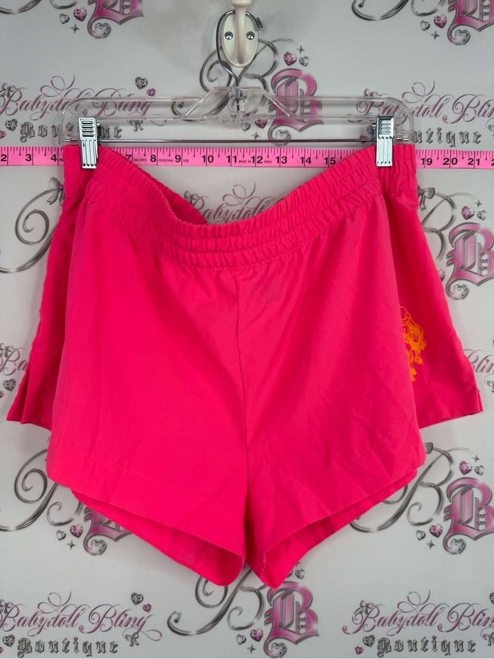 U.S. Polo Assn. Bright Pink Athletic Shorts with Yellow Logo